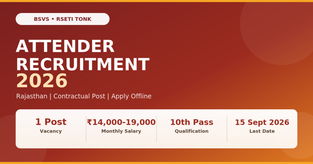 BSVS RSETI Tonk Attender Recruitment 2026